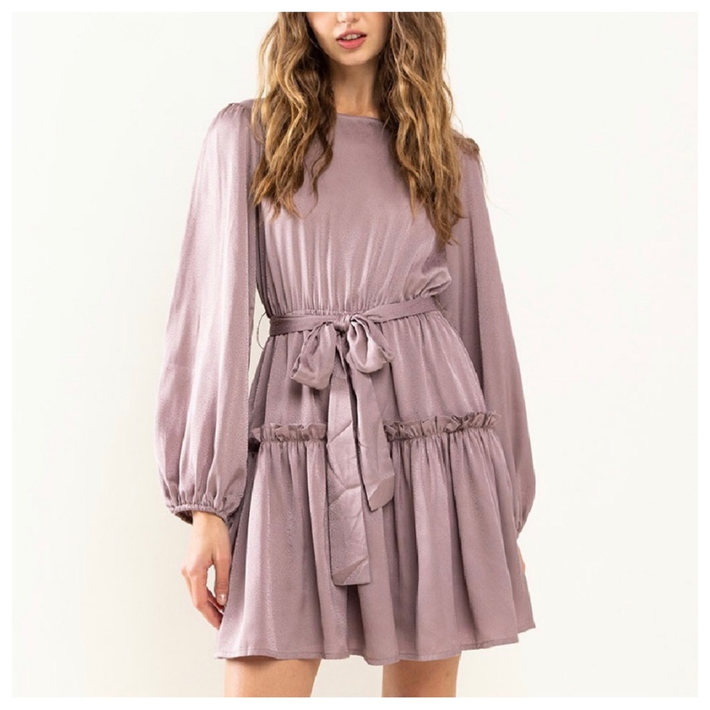 Boho Self Tie Waist Ruffle Tiered  Dress